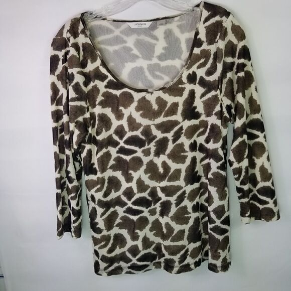 Liz Claiborne Animal Print Top. Size L - Picture 4 of 9